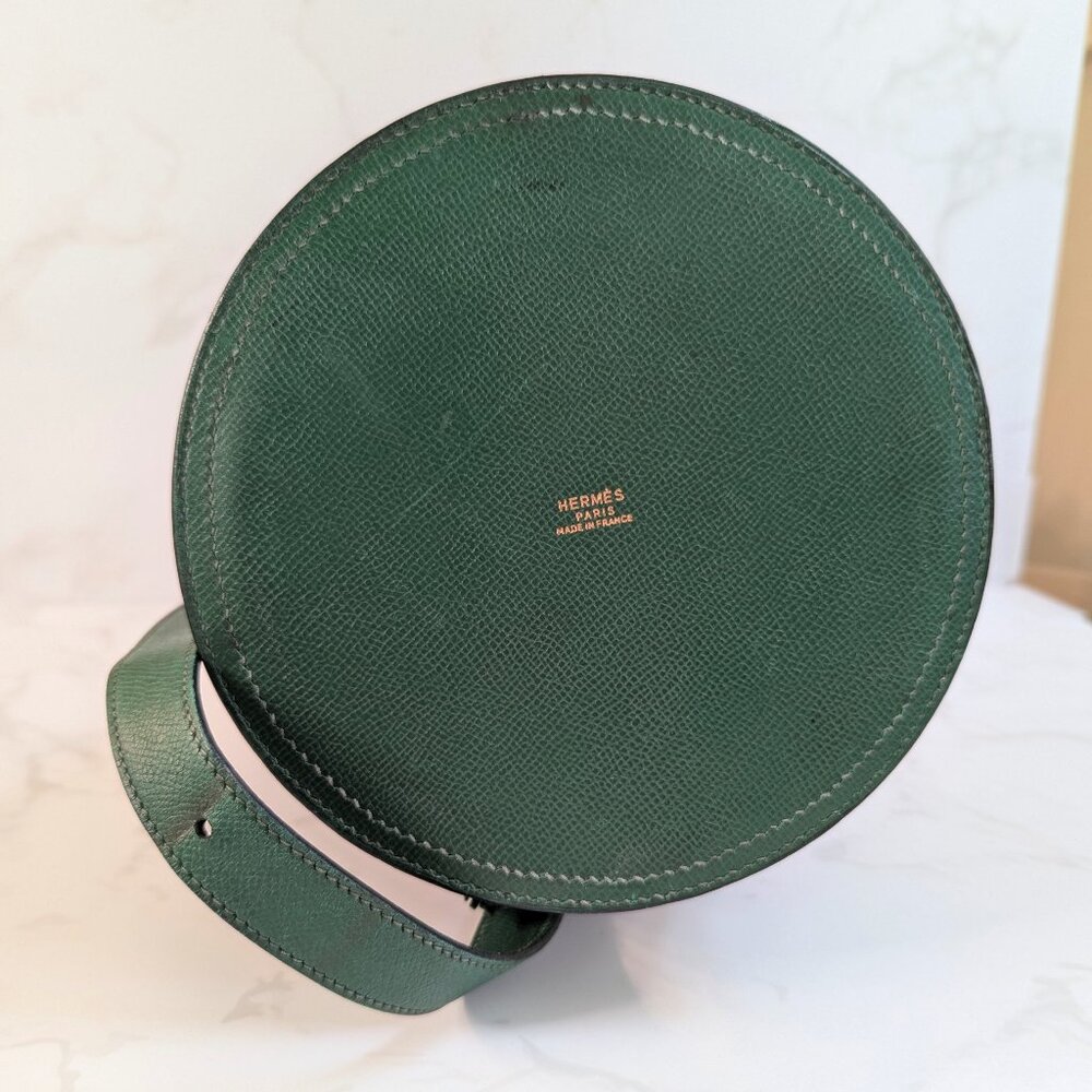 Hermes Vintage Standy Bucket Bag Green Vert Clair Courchevel Leather RARE - Picture 7 of 16